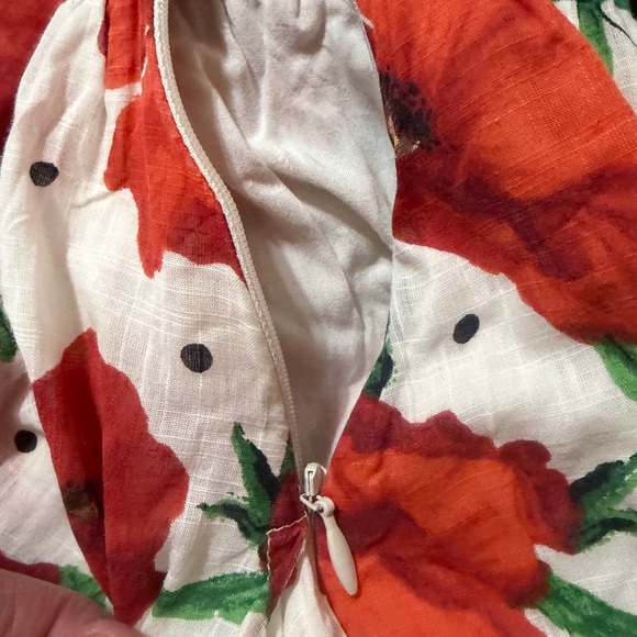 Great condition size M Maeve Red and White Floral Mini Dress. Babydoll. Smocked - Picture 14 of 16